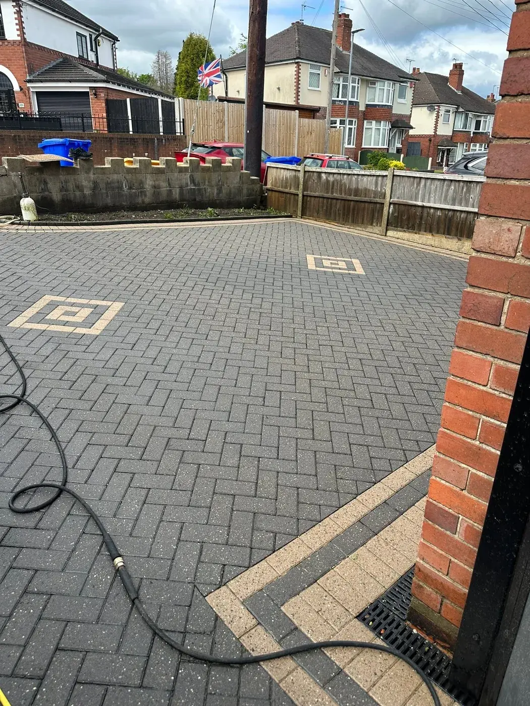 Cleaned block-paved driveway